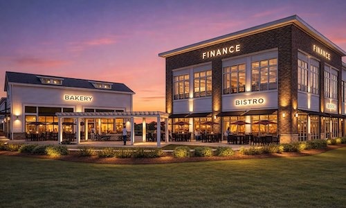 buildings in a plaza